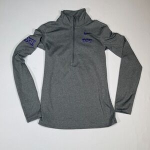 Nike Dri-FIT TCU Horned Frogs Big 12 Gray Quarter Zip Pullover‎ Top Womens S